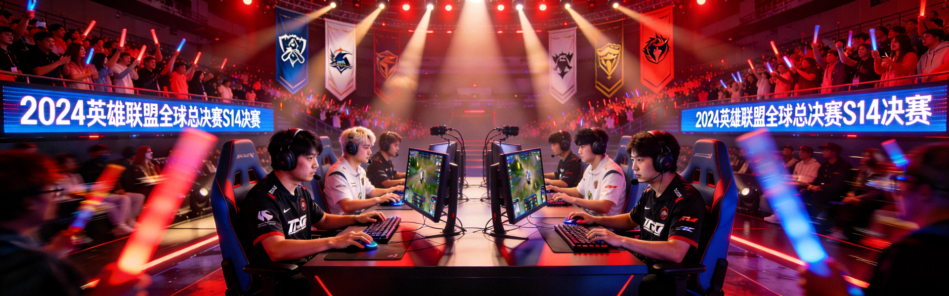 英雄联盟全球总决赛S14决赛现场盛况，两支顶级战队在聚光灯下激烈对决